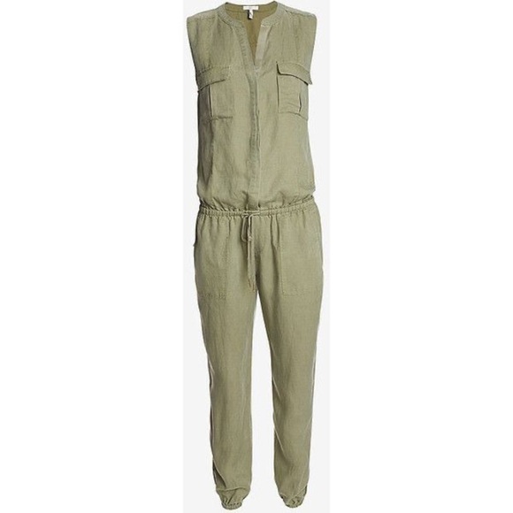 Joie khaki green linen jumpsuit - size Medium (M) - Picture 4 of 6